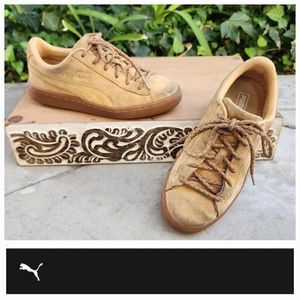 Kids Puma Tan Suede Sneakers